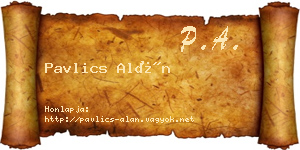 Pavlics Alán névjegykártya